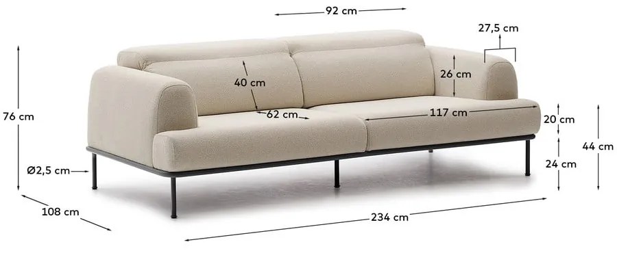 Bézs buklé kanapé 234 cm Aurum – Kave Home