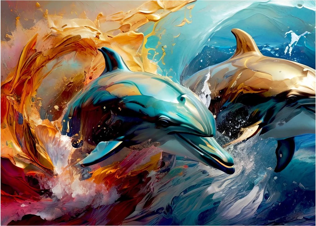 Kép - Delfin festmény (70x50 cm)