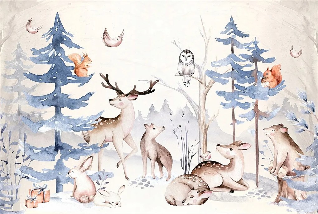 Állatos tapéta, erdei találkozás 368x248