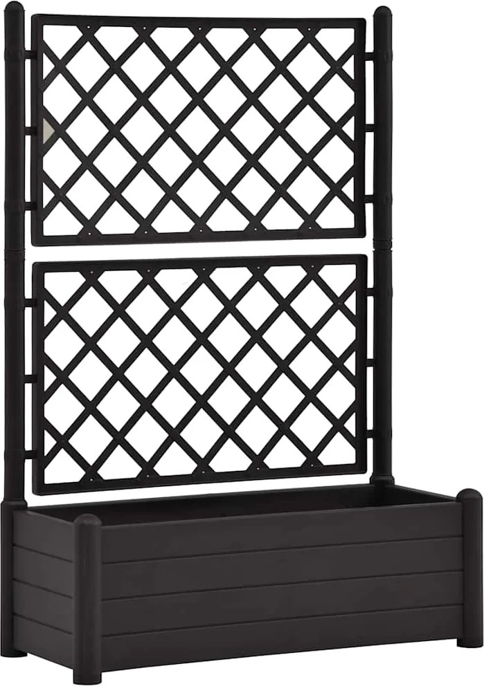 vidaXL antracitszürke polipropilén rácsos kerti ültető 100x43x142 cm