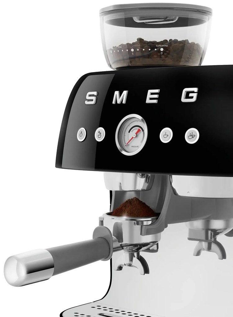 SMEG 50-es retro stílusú EGF03 karos kávéfőző kávédarálóval 2 csésze fekete - Smeg