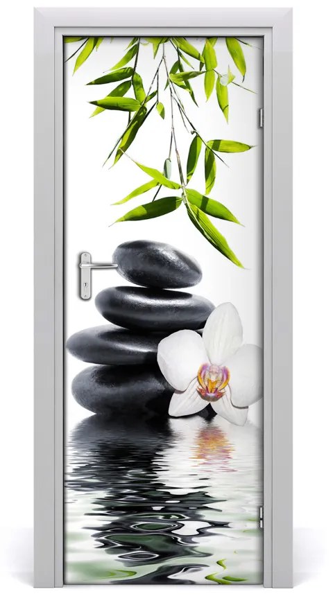 Poszter tapéta ajtóra Orchidea és kövek 75x205 cm