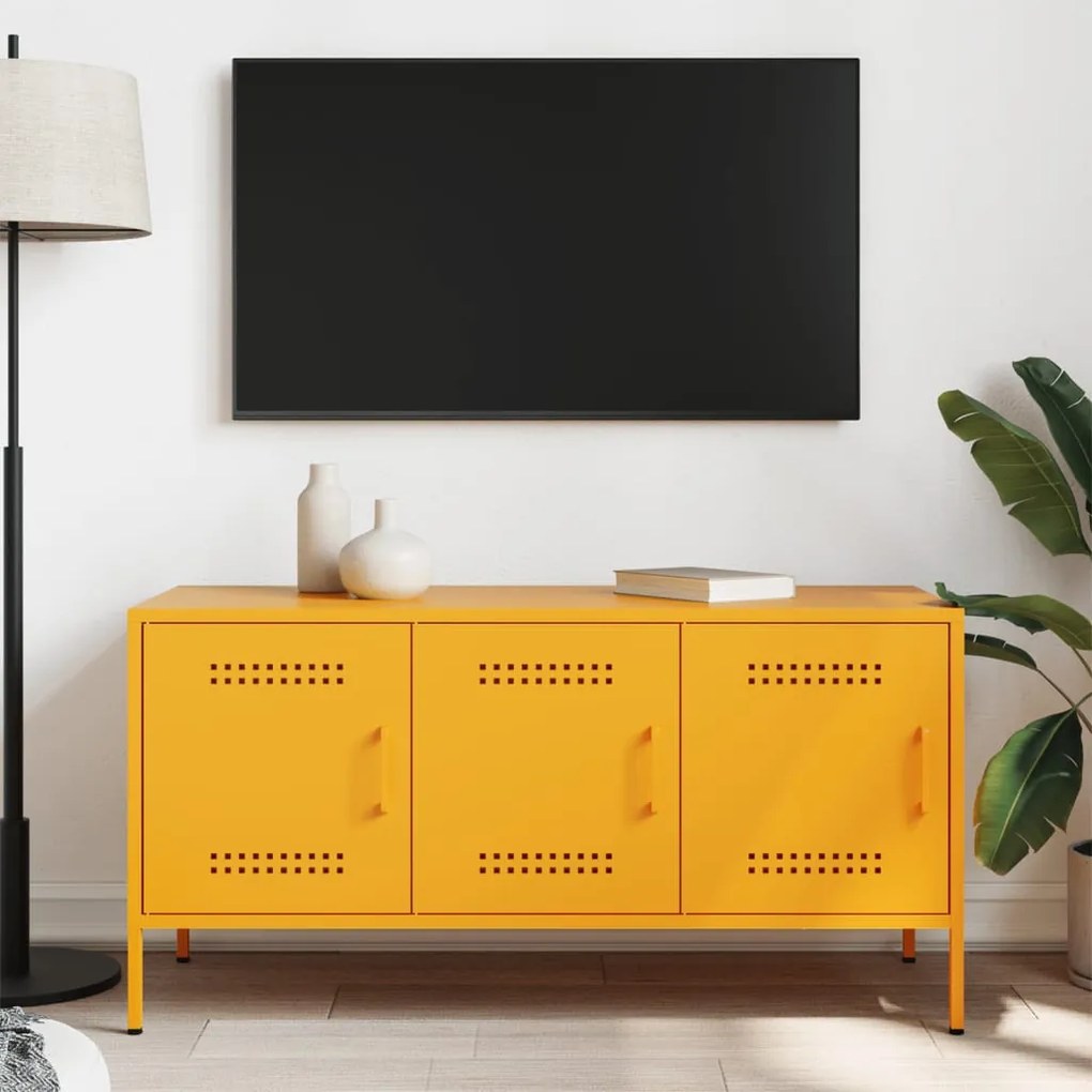 mustársárga acél TV-szekrény 100,5 x 39 x 50,5 cm