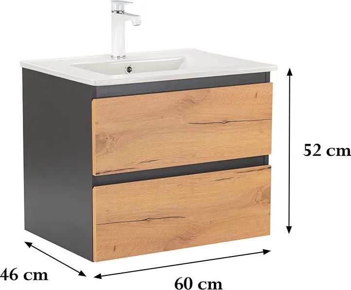 Vario Forte 60 alsó szekrény mosdóval antracit-tölgy