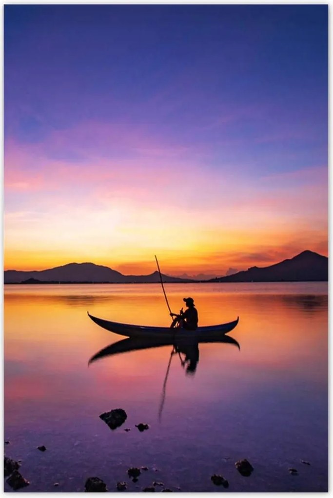 Fotótapéták 169x254 Esti horgászat naplementekor