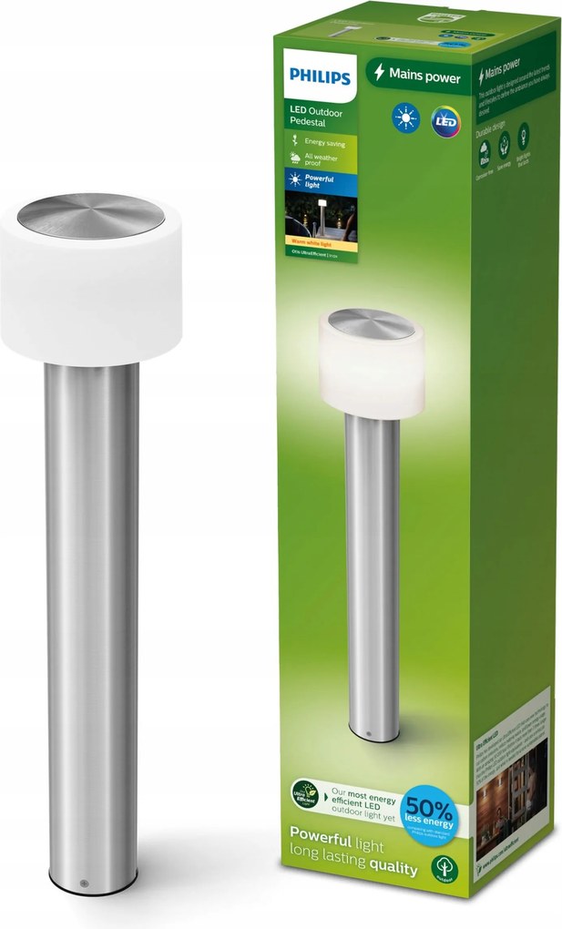 LED-es kerti lámpa kültéri Philips Otis Álló Oszlop 60cm Acél