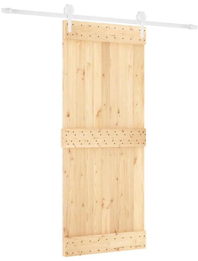 Tömör fenyőfa tolóajtó fémszerelék szettel 85x210 cm