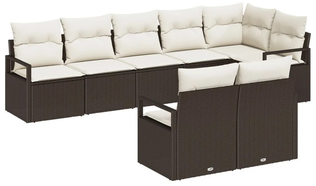 Kanapé Szett 8 pcs Barna polirattan