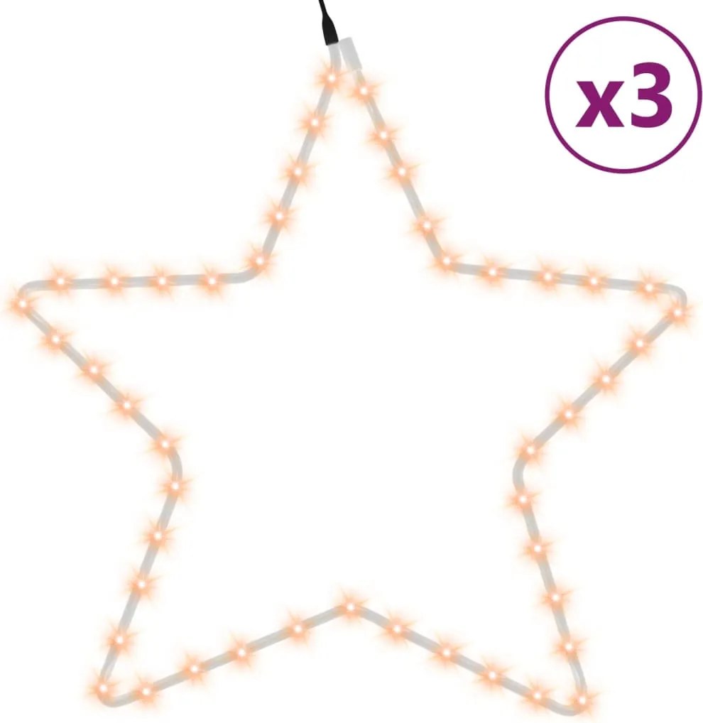 vidaXL 3 db meleg fehér karácsonyi csillagok 48 LED-del 56 cm