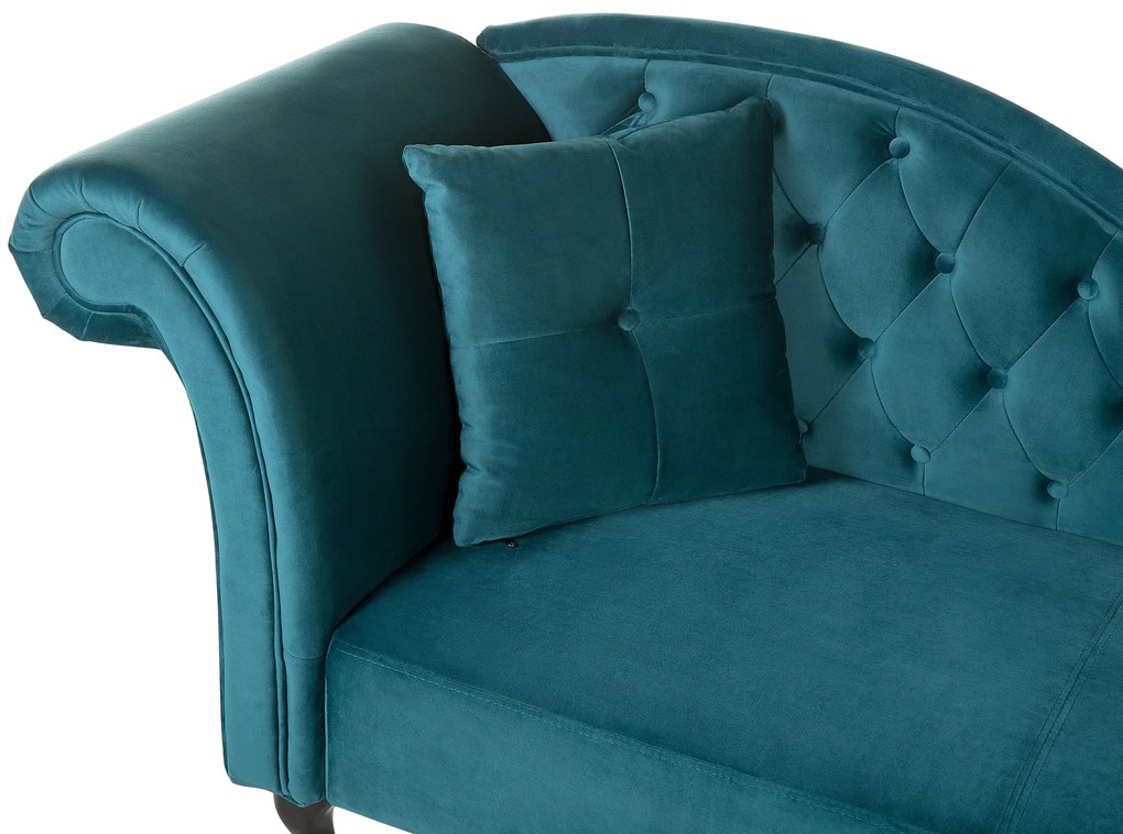 Chesterfield Stílusú Smaragdzöld Elegáns Bársony Dívány Bal Oldali LATTES Beliani