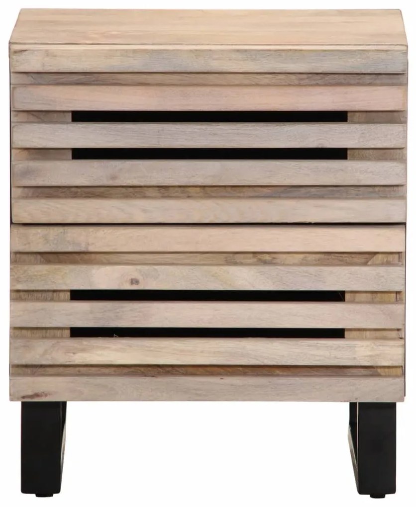 2 db fehérített tömör mangófa éjjeliszekrény 40 x 34 x 46 cm