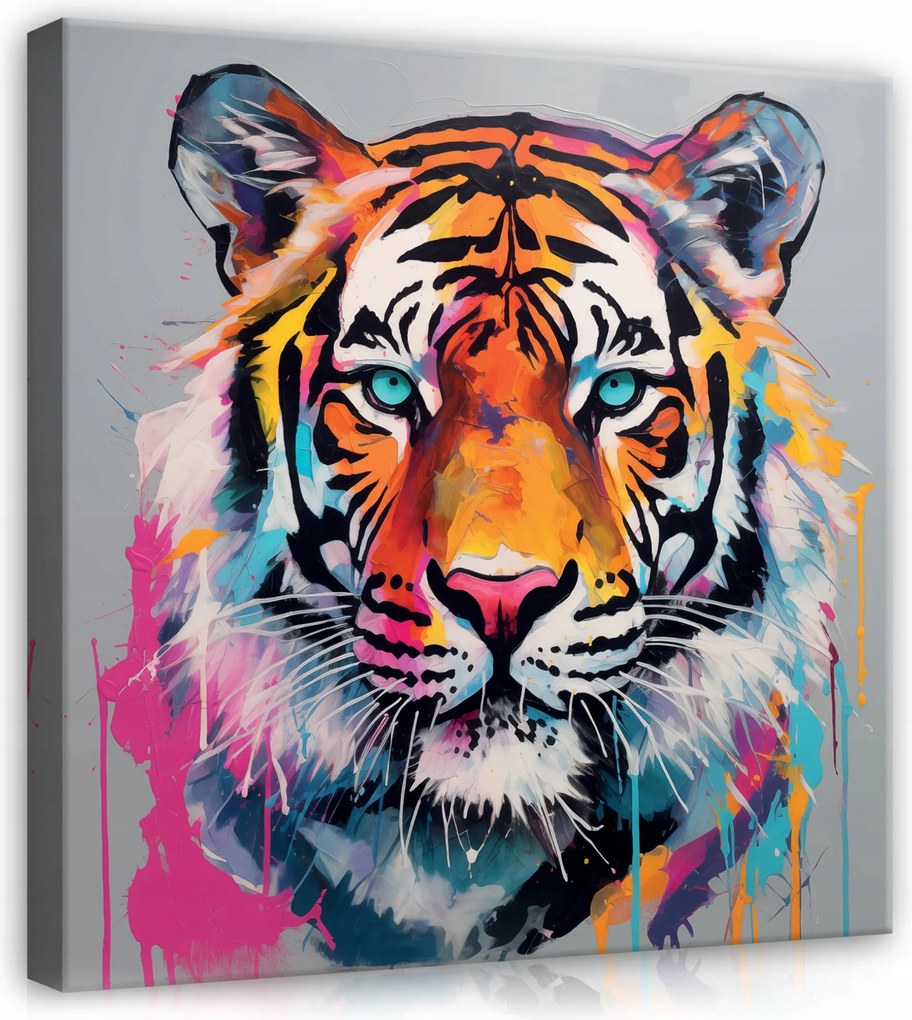 Vászonkép Absztrakt Színes Tigris Vászon Fal Hálószoba 80x80