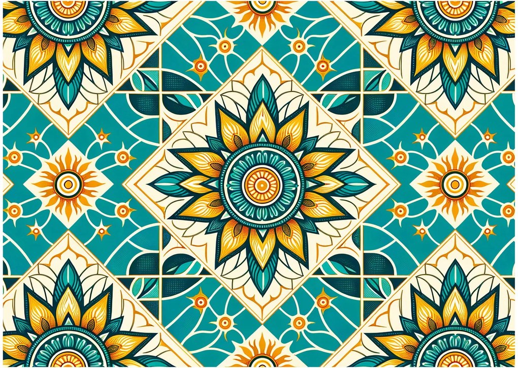 Üveg kép - Türkiz minta (70x50 cm)