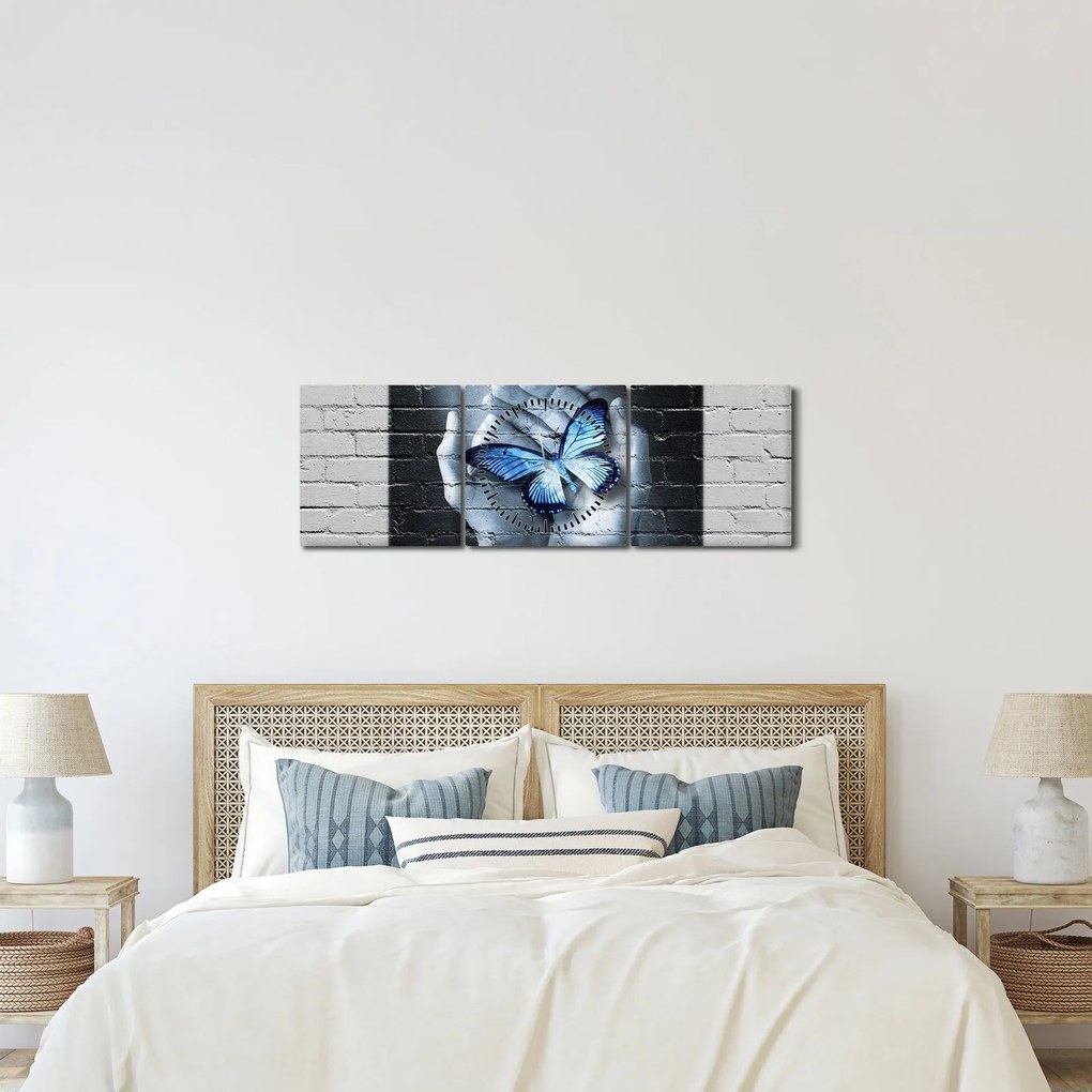 Kép - Pillangó a falon (órával) (90x30 cm)