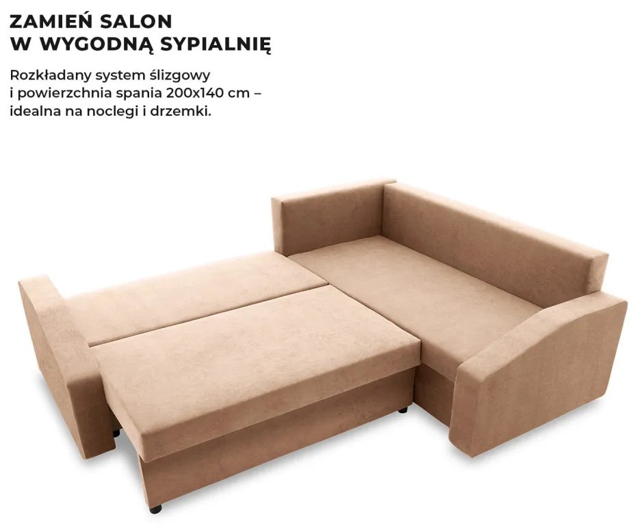 Grande Plus sarokkanapé, jobboldali, szövet anyag, barna