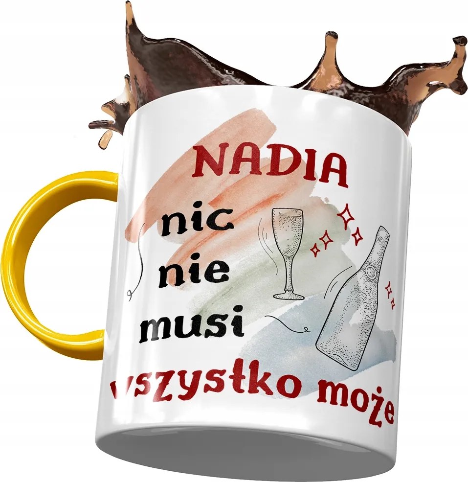 Sárga Bögre Nadia Barátnő Feleség Ajándék Nyomtatott Fotóval