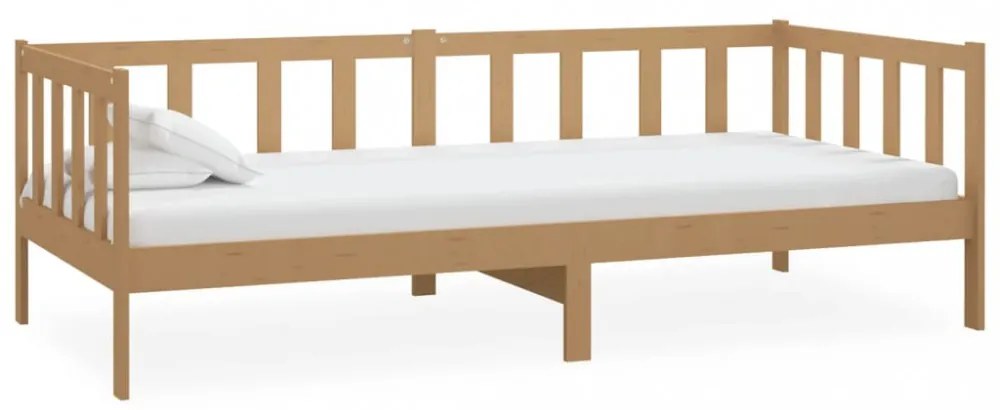 mézbarna tömör fenyőfa dívány matraccal 90 x 200 cm