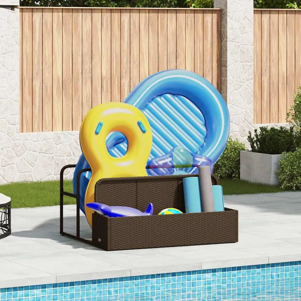 barna polyrattan medence melletti úszótároló 110x100x57 cm
