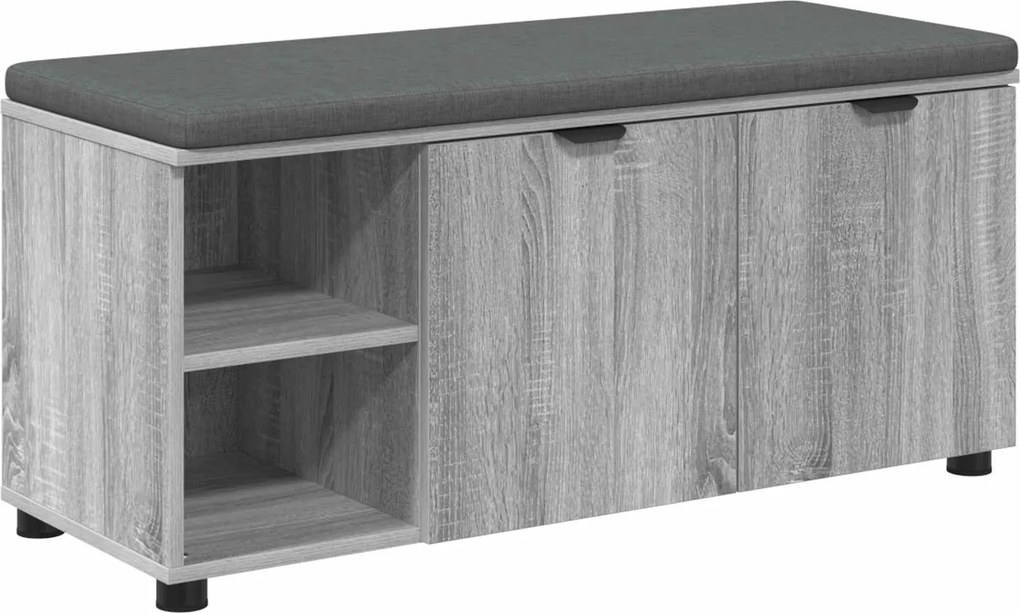 vidaXL Előtér pad Szürke Sonoma 100 x 38 x 46 cm Műanyag Fa és Szövet