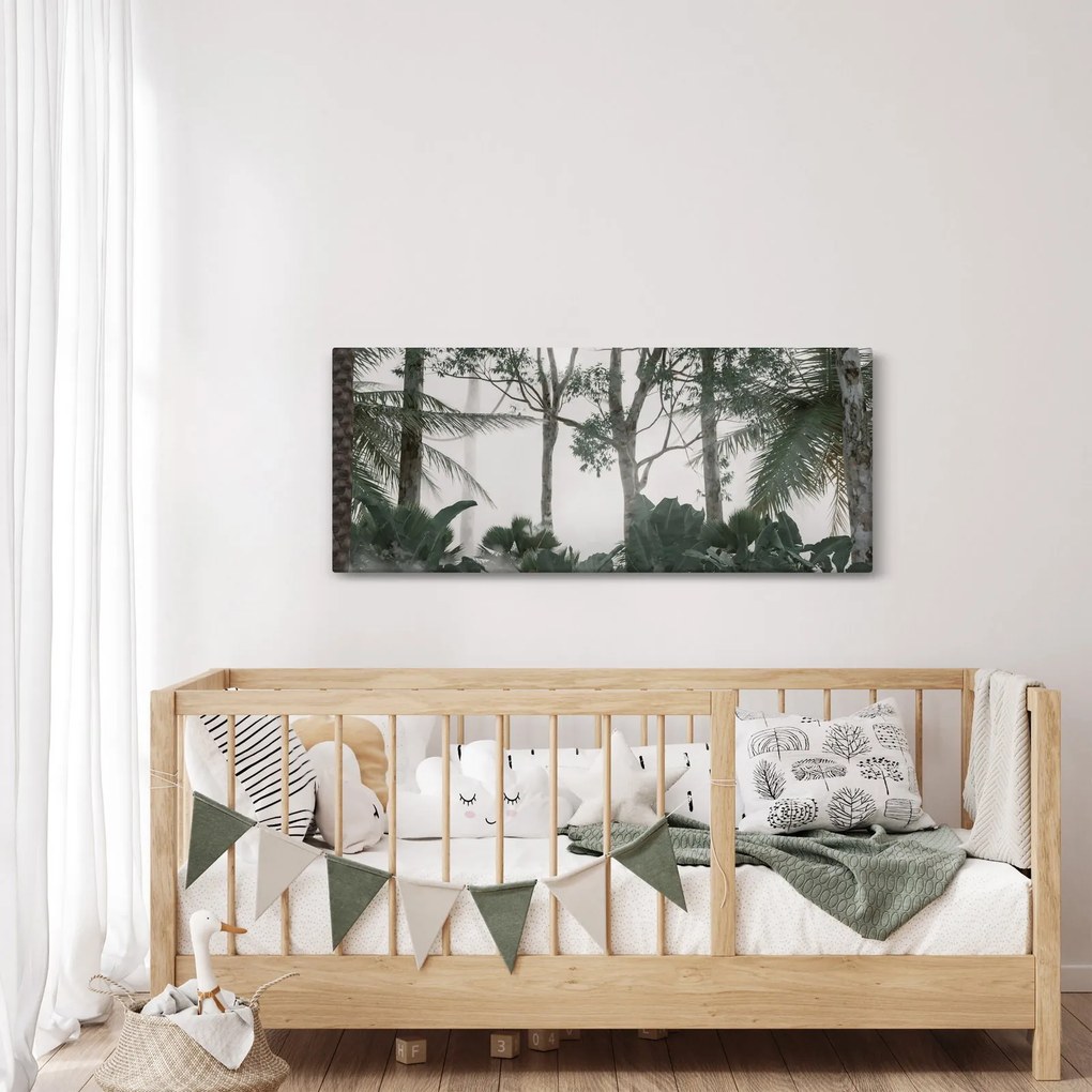 Kép - dzsungel a reggeli ködben (120x50 cm)