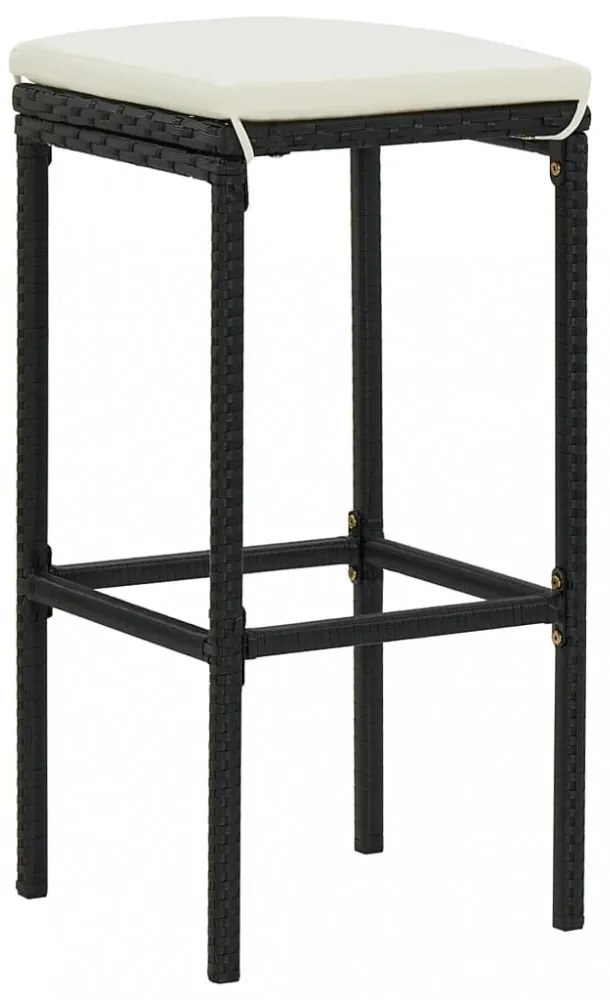 3 részes fekete polyrattan bárszett