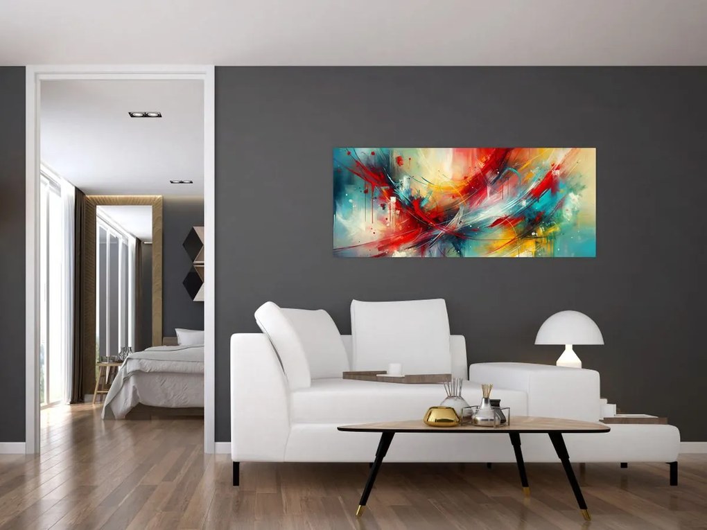 Kép – Absztrakció pirossal (120x50 cm)