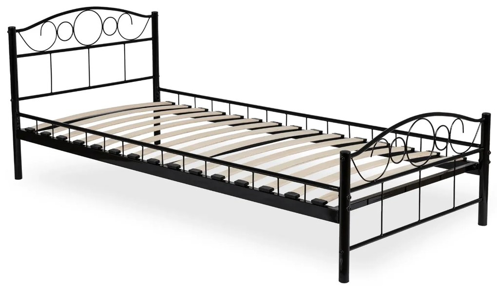Fém ágy 90 cm Granjeros (fekete) (ágyráccsal). Akció -22%. 1119135