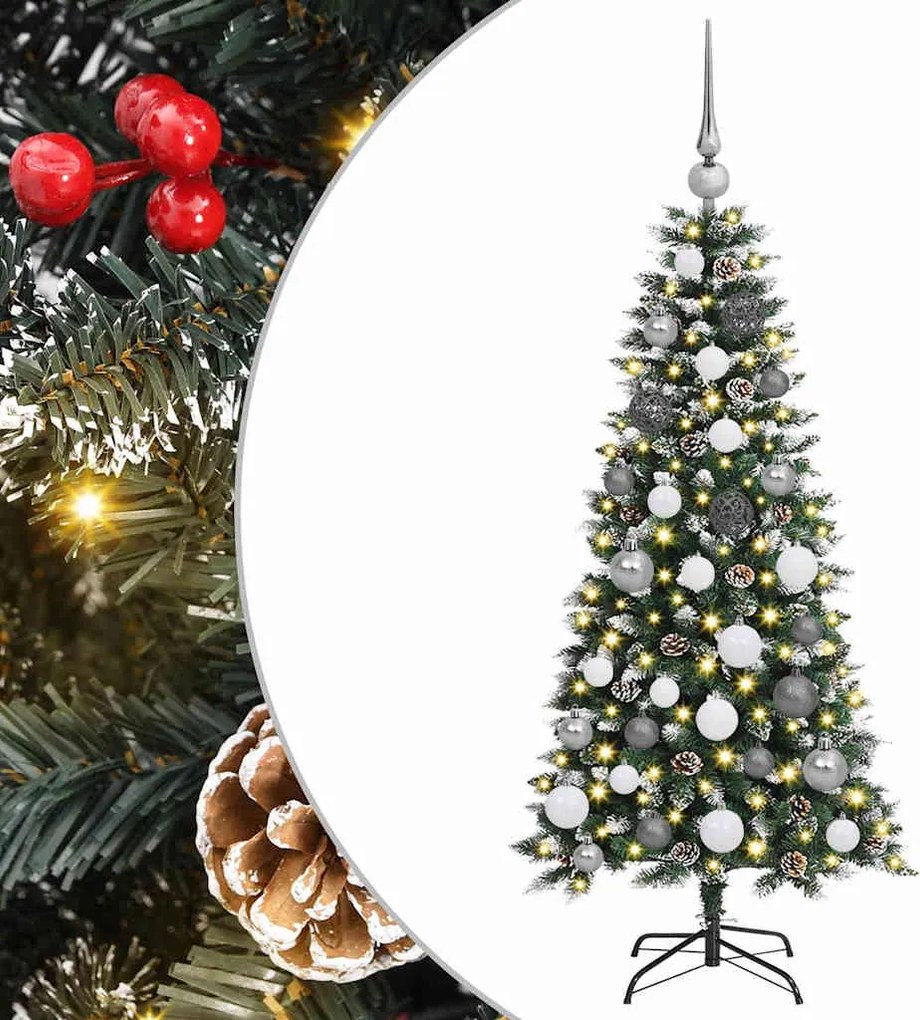 vidaXL Mű karácsonyfa 150 LED-del Zöld 120 cm PVC és Műanyag és Acél