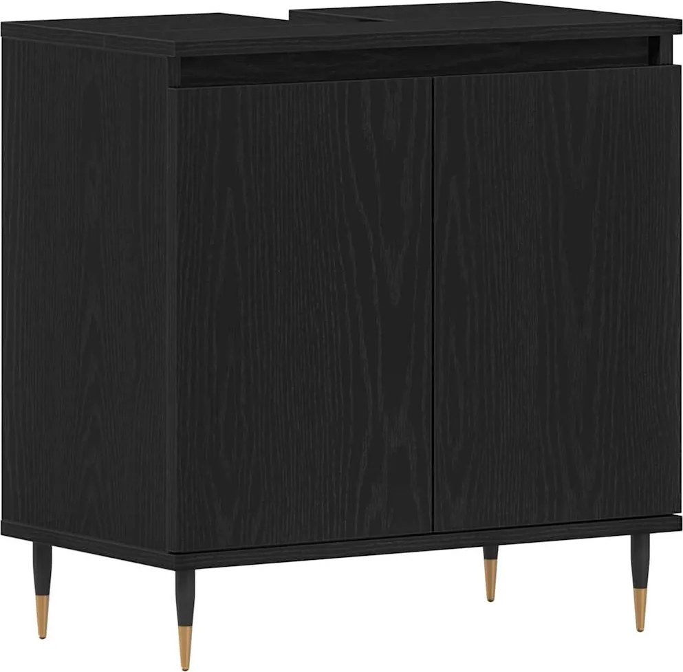 vidaXL Fürdőszobai mosdószekrény Fekete tölgy 58 x 33 x 60 cm Faanyag