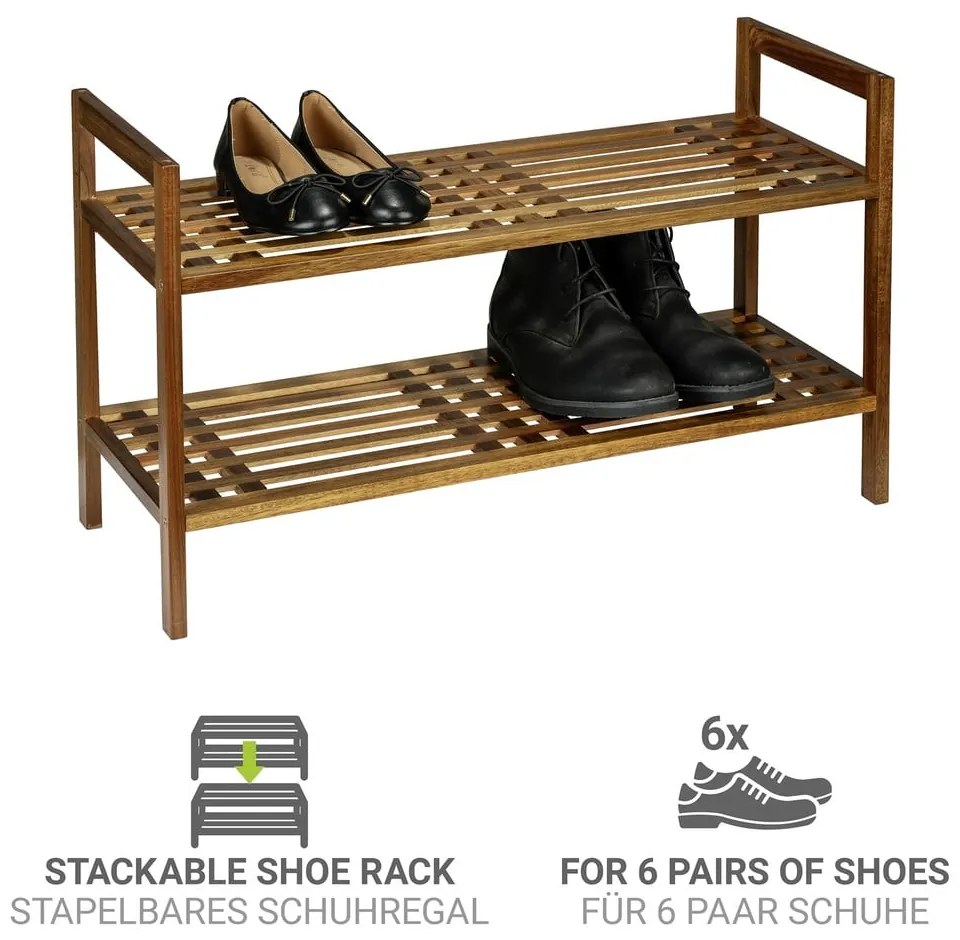 Natúr színű akácfa cipőtartó állvány 69x40,5x27 cm Fondi – Wenko