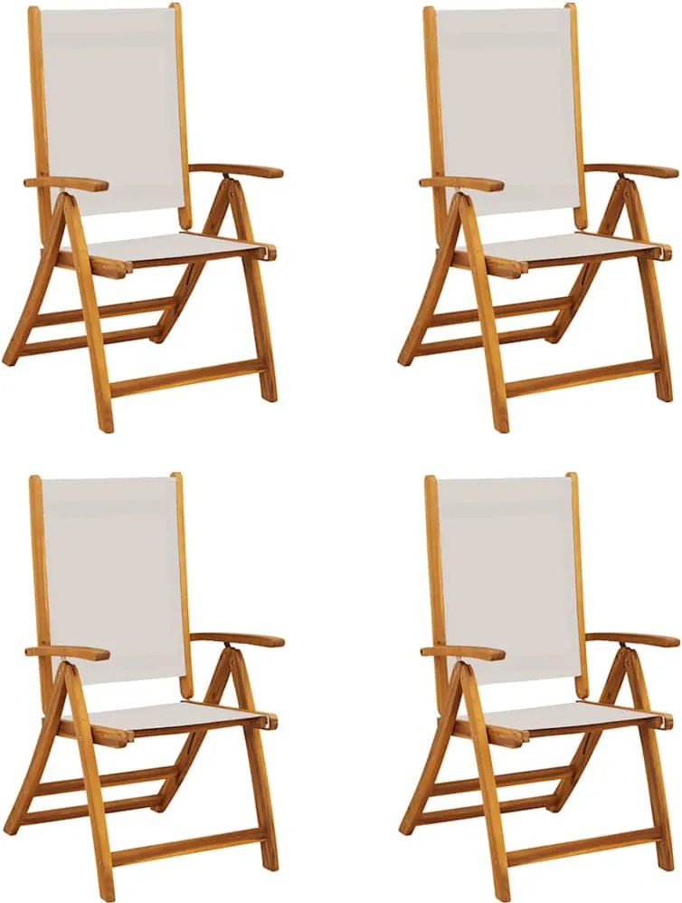 vidaXL 4 db tömör akácfa és textilén összecsukható kerti szék