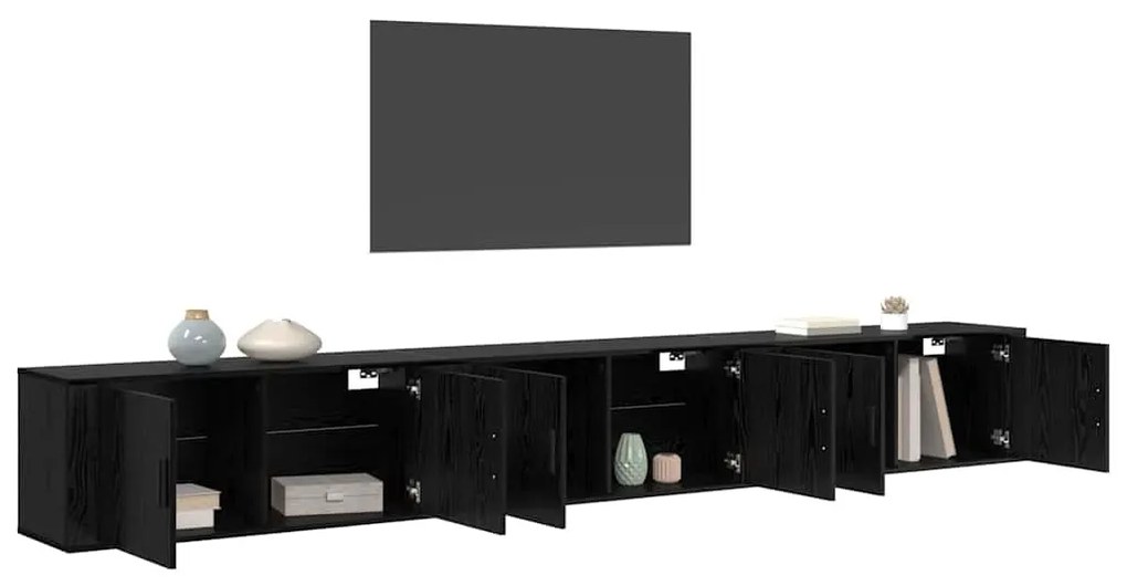 vidaXL Fali TV szekrény szett 3 pcs Fekete tölgy 100 x 34,5 x 40 cm