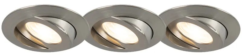 3 db-os beépített spotlámpa készlet acélból LED-del IP44 - Relax LED