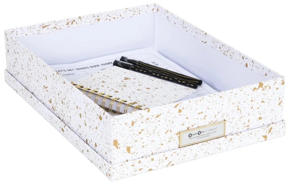 Oskar aranyszínű-fehér tárolódoboz - Bigso Box of Sweden