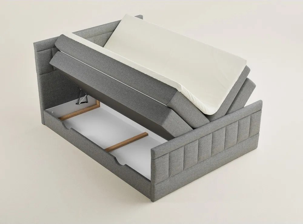 Szürke ágyneműtartós boxspring ágy 160x200 cm Caya – Maison de Rêve