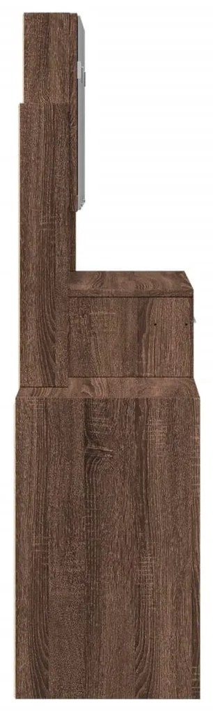 barna tölgy színű fésülködőasztal szekrénnyel 80 x 35 x 132 cm