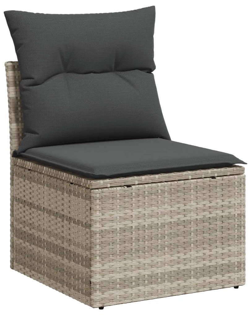 6 részes kertiszófa készlet párnákkal - világosszürke poly rattan