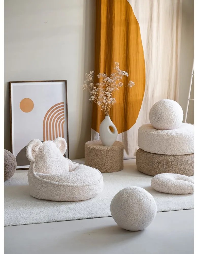 Krémszínű buklé gyerek babzsákfotel Bear – Wigiwama