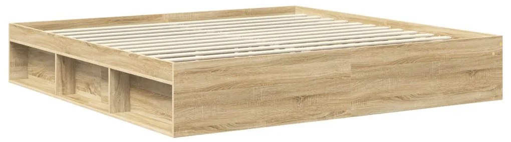 vidaXL Ágykeret fejtámlával Sonoma 200 x 200 cm Tömör fenyőfa