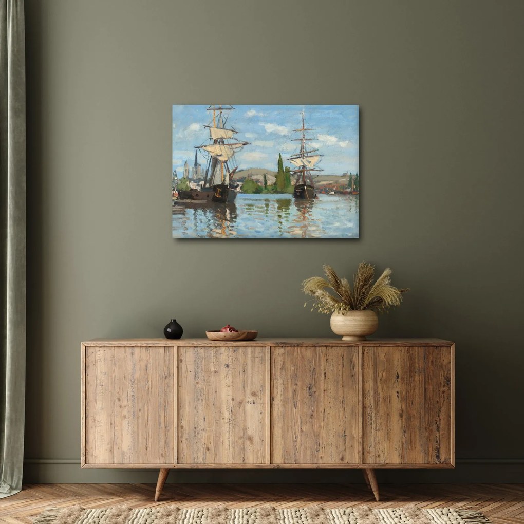 Kép - Claude Monet, Ships Riding on the Seine at Rouen, reprodukciók (70x50 cm)