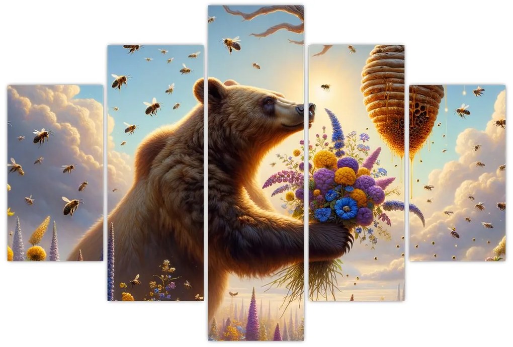 Kép - Medve és méhek (150x105 cm)