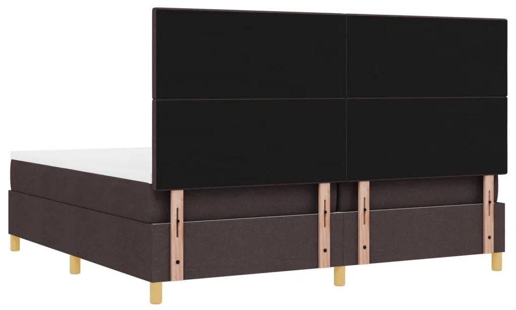 Boxspring Ágy Matrac LED-del Sötétbarna 200x200 cm Szövet