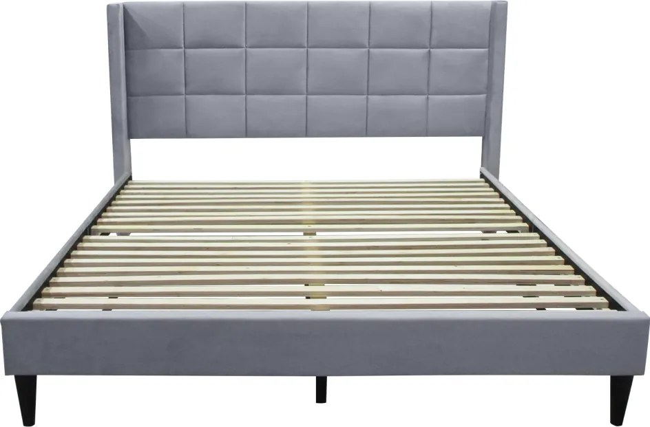 Ágy, 160x200, szürke Velvet szövet, BELATO