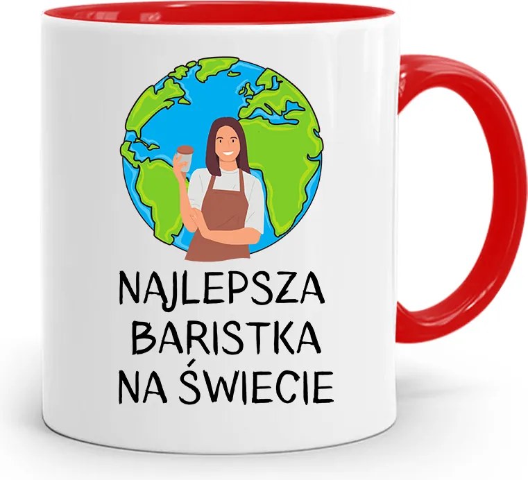Barista Kávézó Bögre Piros, fényképes nyomattal