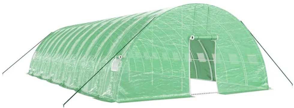 zöld acélvázas melegház 72 m² 12 x 6 x 2,85 m