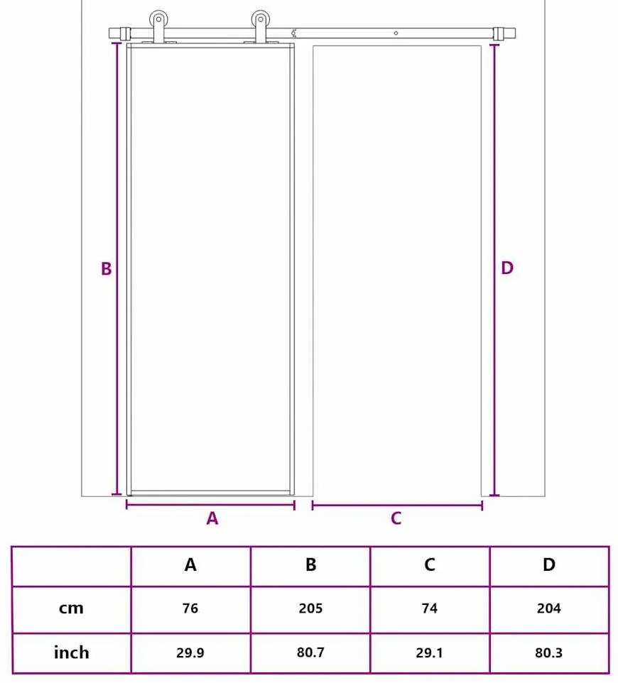 aranyszínű átlátszó ESG üveg és alumínium tolóajtó 76 x 205 cm
