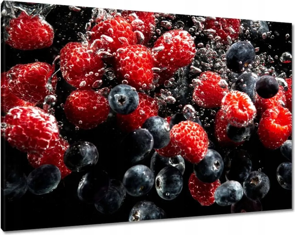 Vászonkép 100x70 Áfonya és málna víz