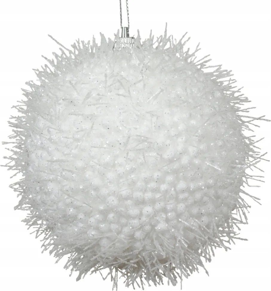 Karácsonyfadísz hungarocell fehér fényes szőrös karácsonyfadísz 10cm