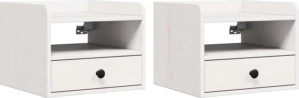 vidaXL Éjjeli asztal 2 pcs Fehér 38 x 36 x 29,5 cm Tömör fenyőfa