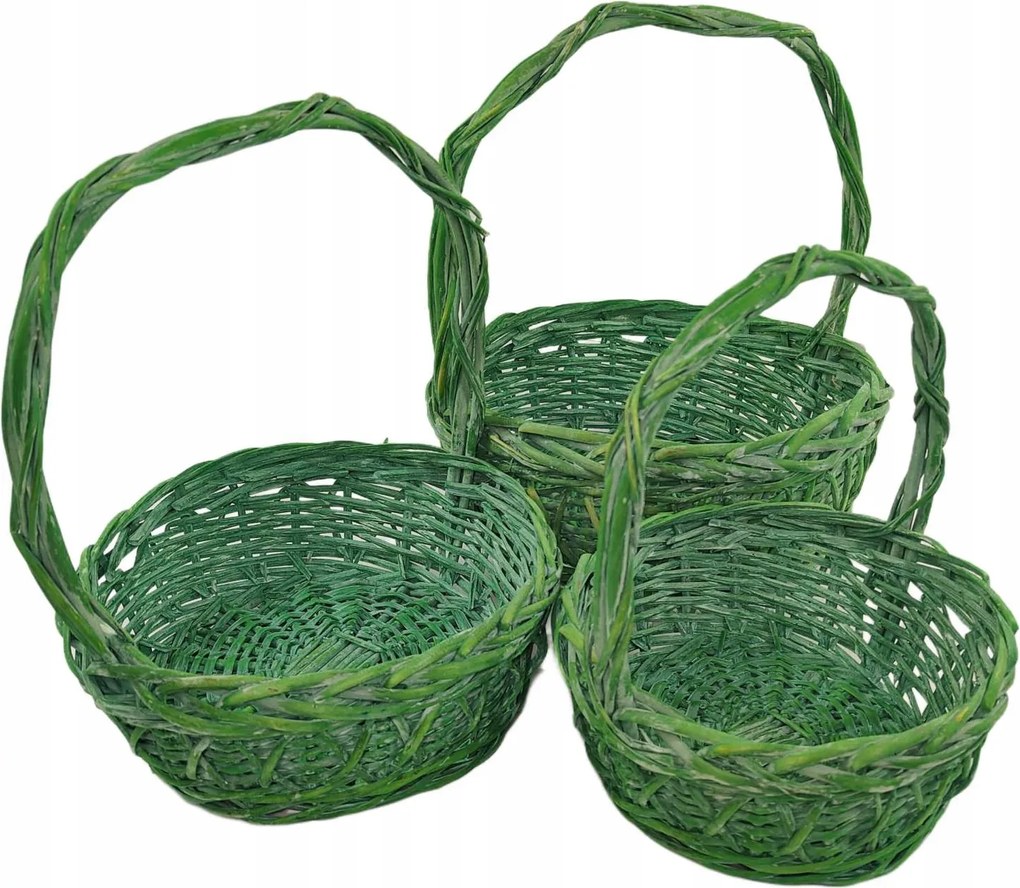 3 db-os fonott kosár szett zöld